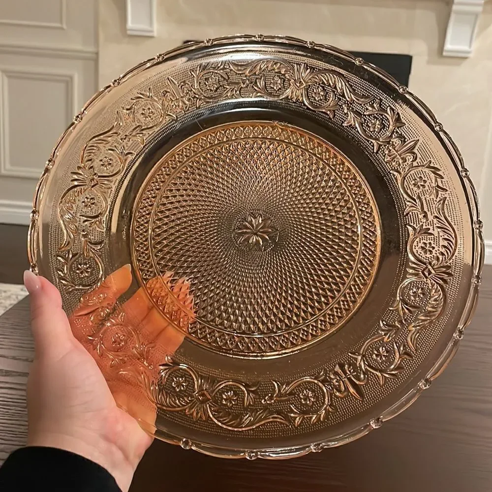 Vintage Pink Depression Era Glass Tray/Platter/Serving Dish/Plate Excellent Used - Picture 3 of 6